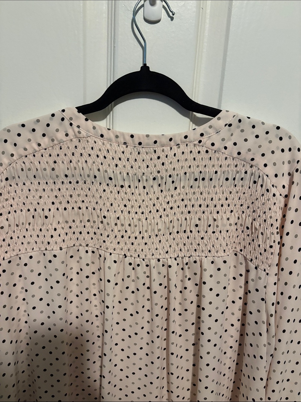 Rose & Olive Blush Polka Dot Button-Front Blouse - Picture 5 of 7